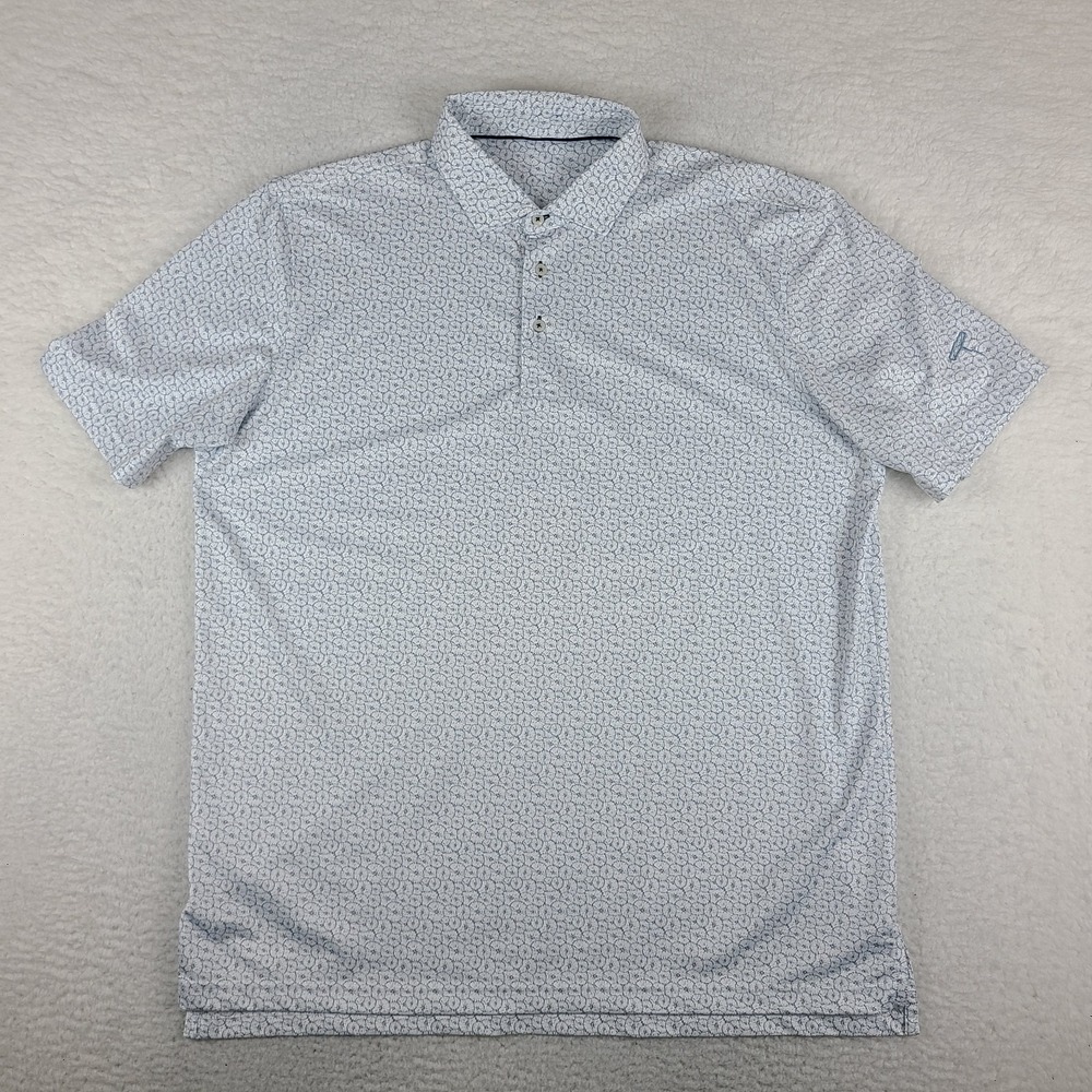 Stitch Polo Shirt Mens 2XL XXL Blue White Geometric Performance Golf